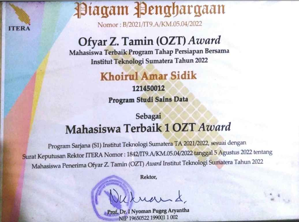 1st Best Student OZT Award